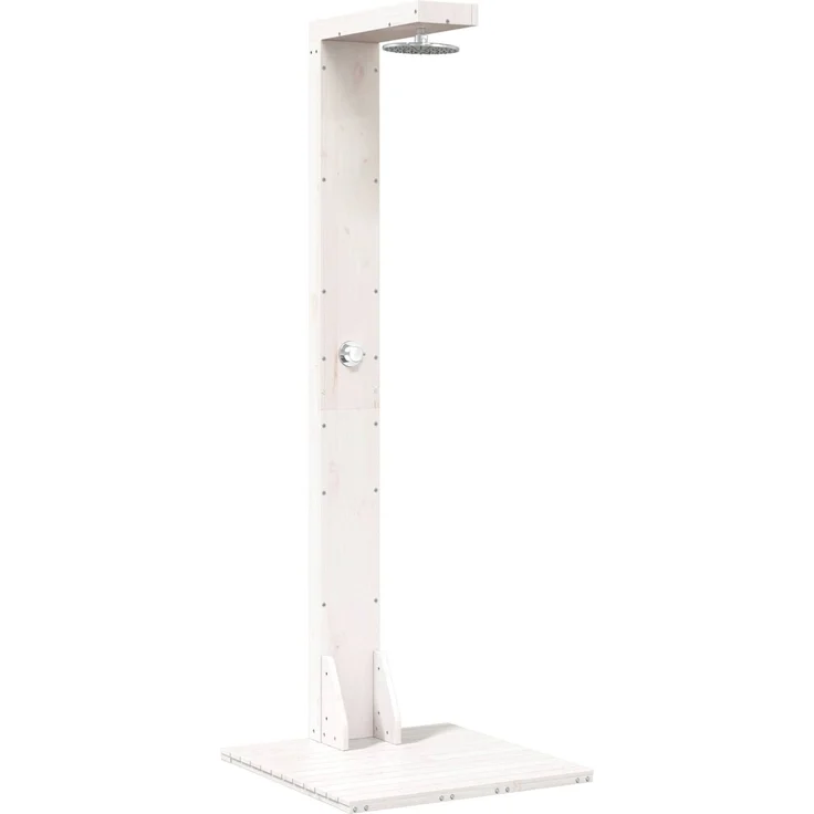 vidaXL Gartendusche 210 cm Massivholz Kiefer und Edelstahl Weiß 886357 – Bild 2