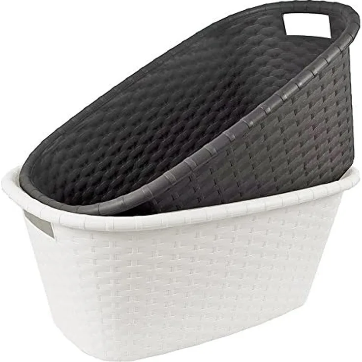 Wäschekorb Flechtoptik ca. 35 L 60 x 40 x 25 cm anthrazit oder weiß