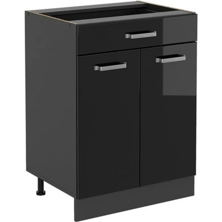 Küchenunterschrank R-Line Schwarz Hochglanz 60 cm mit Schublade, ohne Arbeitsplatte Vicco – Bild 4
