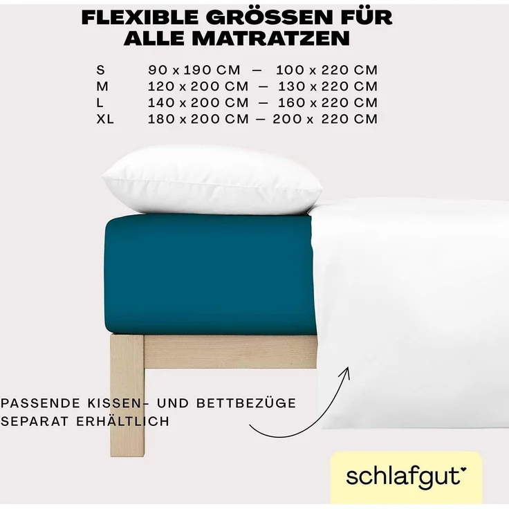 Adam Matheis Spannbettlaken EASY Jersey BL 160x200 cm türkis Spannbetttuch Bettlaken Spannlaken – Bild 4