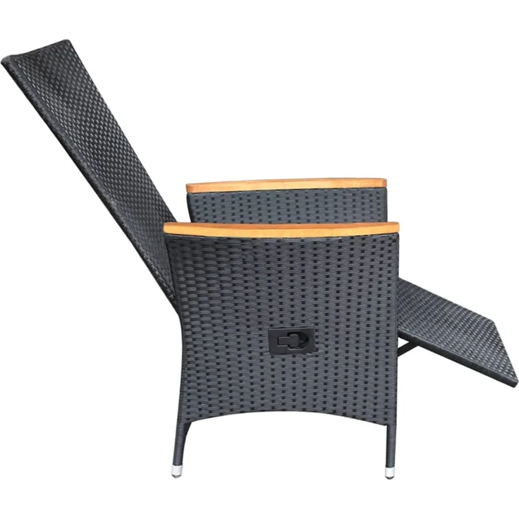 Garten-Liegestühle 2 Stk. Sonnenliege mit Auflagen Poly Rattan Schwarz – Bild 6