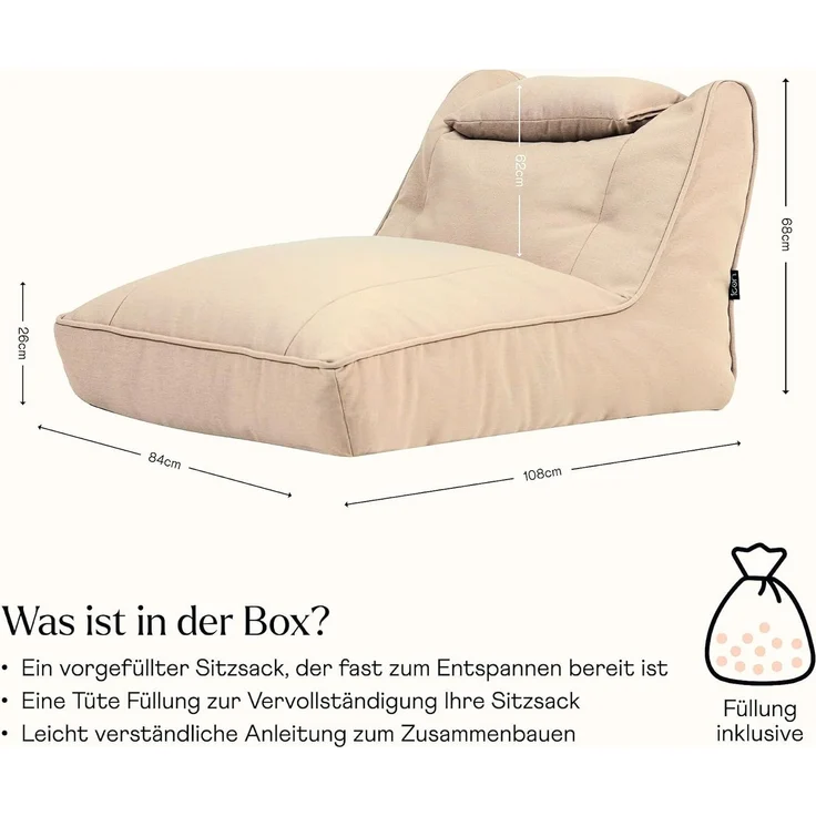 icon Sitzsack Liege aus Olefin „Nova“, mit Füllung, XXL, Made in Germany, für Erwachsene & Kinder, wetterfest – Bild 3