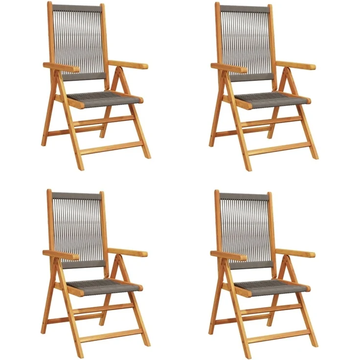 vidaXL Gartenstuhl Verstellbar 4 Stk. Grau Massivholz Akazie 3214532 – Bild 1