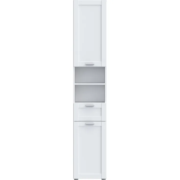 Seitenschrank >LOKKO< 2 Türen, 1 Schub, 2 Fächer, Weiss - 35,2x190,5x31,3cm (BxHxT)
