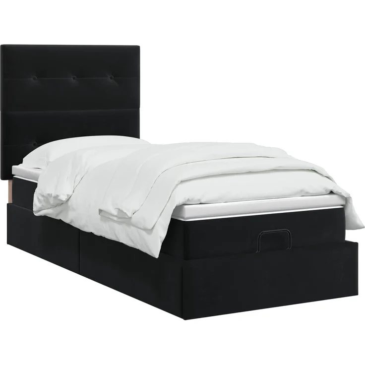 vidaXL Ottoman-Bett mit Matratze und LED Schwarz 100 x 200 cm Samt 3458285 – Bild 3