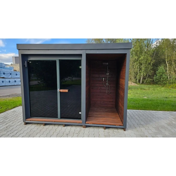 GardenAndPools Garten Sauna Rombek, hochwertige Skelettbauweise, Platz für ca. 4–6 Personen (sitzend) oder 2 Personen (liegend), 400 × 200 × 215 cm – Bild 2