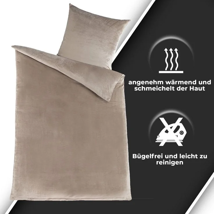 Malika Bettwäsche 155x220 + 80x80 cm Cashmere Touch Bettwäsche, atmungsaktiv, Mikrofaser, 2 teilig, Für Allergiker geeignet, pflegeleicht, angenehm weicher Stoff – Bild 2