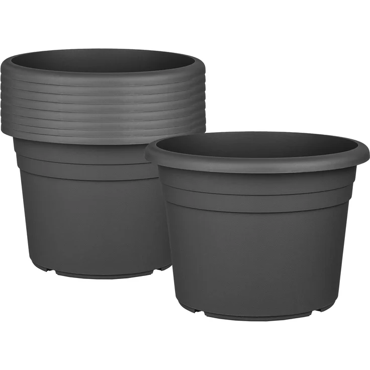 BigDean 9X Blumentopf Ø 40 cm Farbe Anthrazit Kunststoff Pflanztopf Containertopf Übertopf Pflanzkübel rund 40 x 28 cm – Bild 1