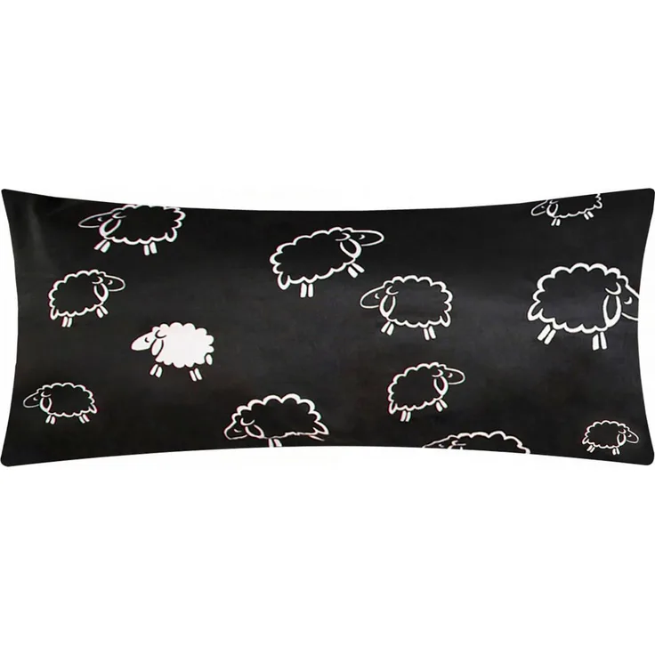Heubergshop Kissenbezug, (1 Stück), 40x80cm – Schafe Lämmer Schwarz Weiß 100% Baumwolle (1 x 99/1 40x80)