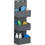 relaxdays Hängekorb Hängeorganizer Stoff mit 3 Körben, Grau