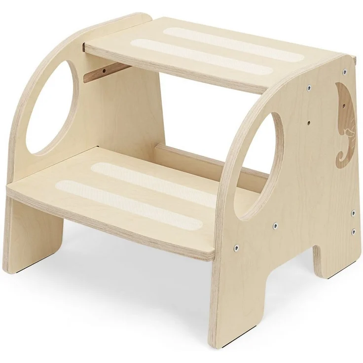 OSTWOLKE Tritthocker mit 2 Stufen Holzhocker für Kinder Montessori Hocker (1 St), Kindertreppchen Schemel für Bad, Küche, Kinderzimmer ab 2 Jahre – Bild 1