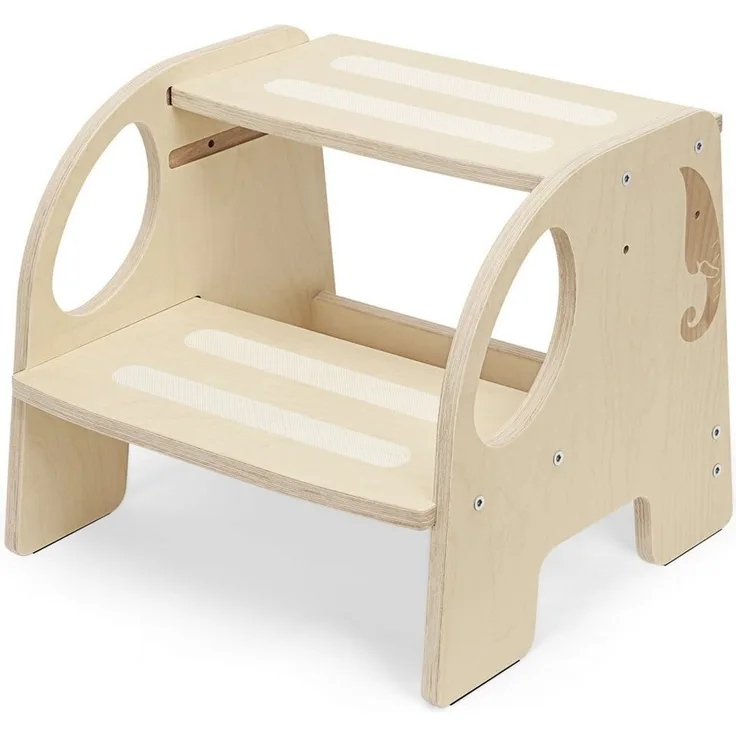 OSTWOLKE Tritthocker mit 2 Stufen Holzhocker für Kinder Montessori Hocker (1 St), Kindertreppchen Schemel für Bad, Küche, Kinderzimmer ab 2 Jahre