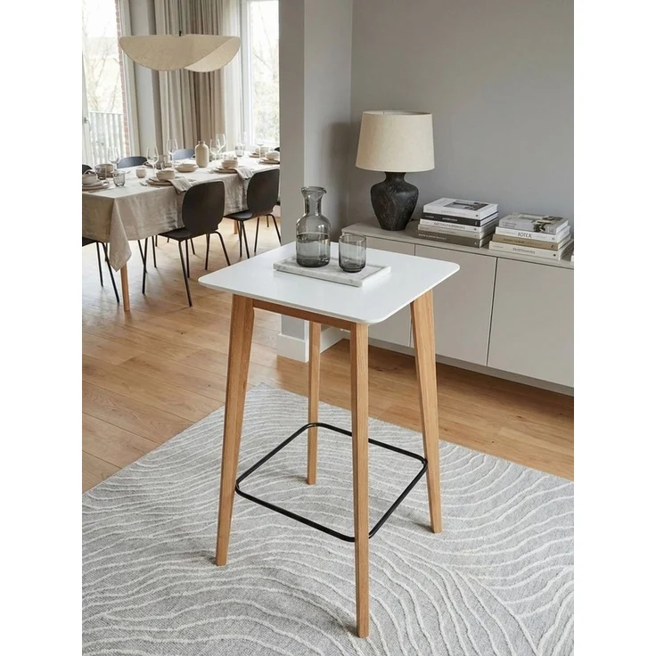 KADIMA DESIGN Bartisch Stehtisch 60x110x60 cm Weiß Eckig, Bartisch für 4 Personen, Moderner, Tisch für Bar, Design Partytisch Holz, Hochtisch Eiche Skandinavisch – Bild 2