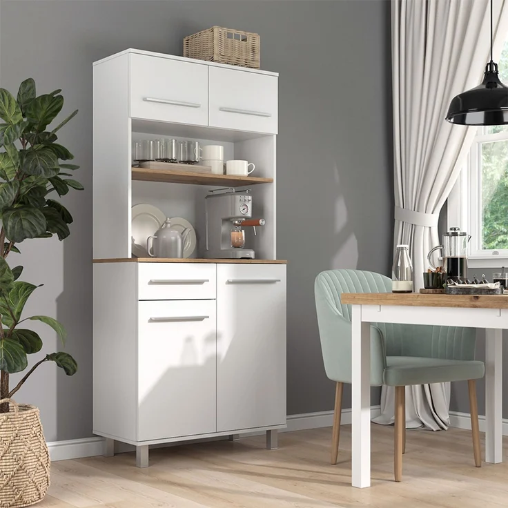 Küchenbuffet Pure Weiß/Artisan-Eiche 80.2 x 177 cm Vicco – Bild 3