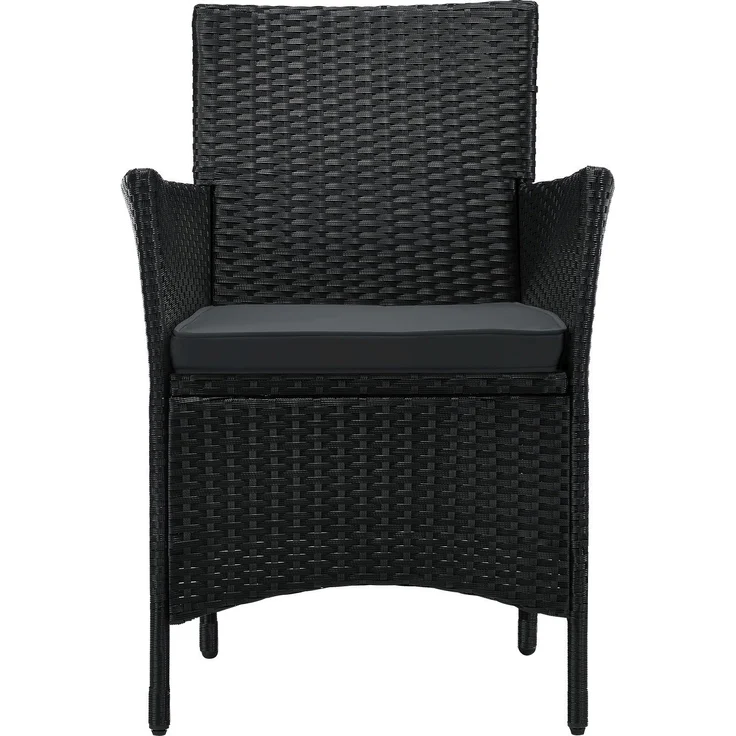 Juskys 'Bayamo' Balkon-Set für 2 Personen – Tisch, 2 Stühle mit Auflage, Polyrattan schwarz / grau – Bild 3