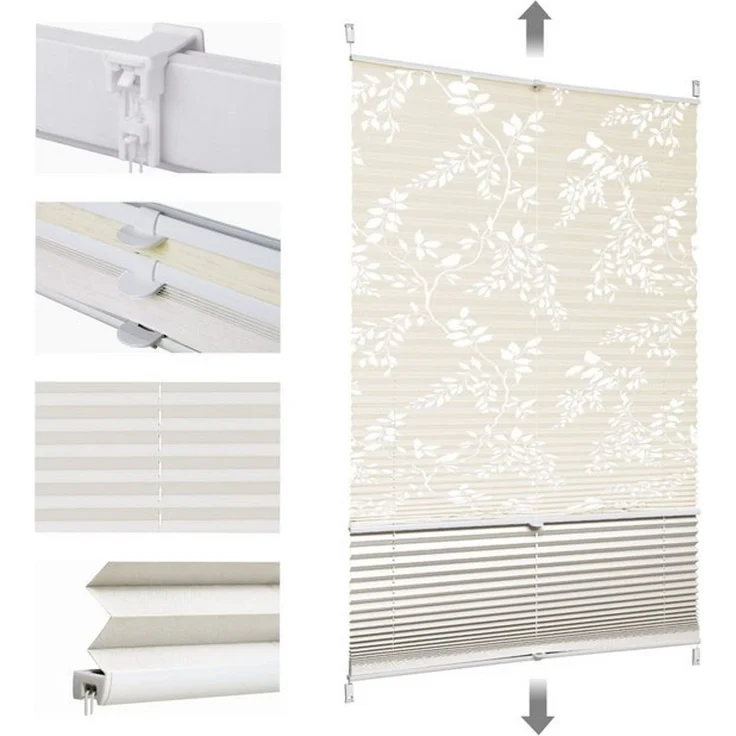Sekey Plissee Doppelplissee Day+Night Verdunkelung ohne Bohren verspannt Lichtschutz, verdunkelnd, Klemmfix, ohne Bohren, Klemmfix, Lichtdurchlässig Ausbrenner-Muster und 100% Verdunkelnd Verdunkelung – Bild 4