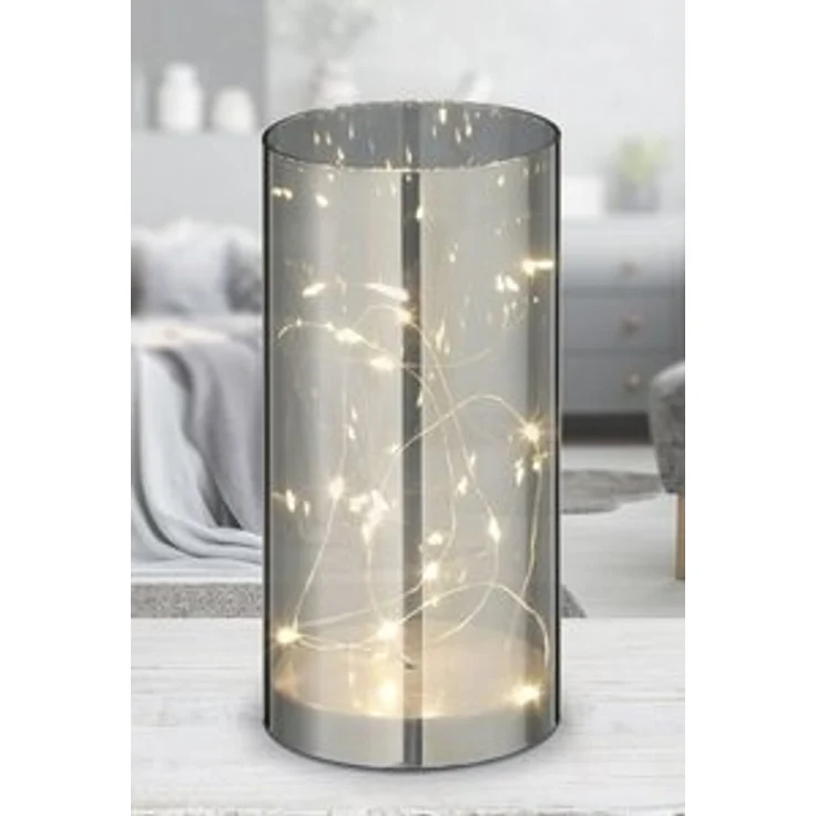 Spetebo LED Dekolicht LED Lichterglas silber mit Timer - 20 cm, 3, LED, warmweiß, inkl. Timer Funktion – Bild 4