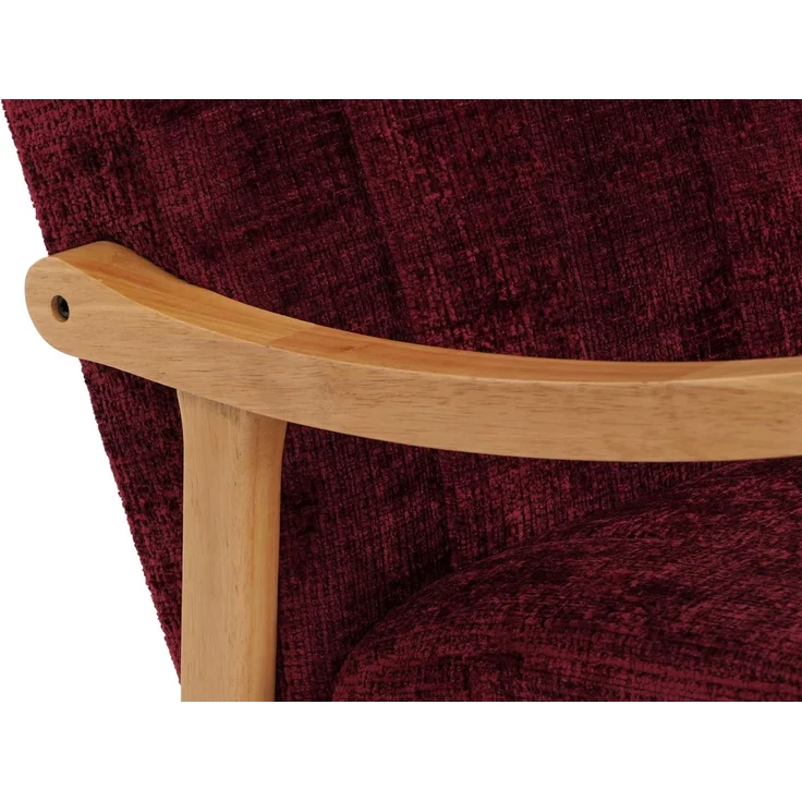 Schaukelstuhl HWC-K10, Relaxsessel, Holz FSC® Stoff/Textil Chenille (465g/m²) ~ bordeaux, Gestell natur – Bild 8