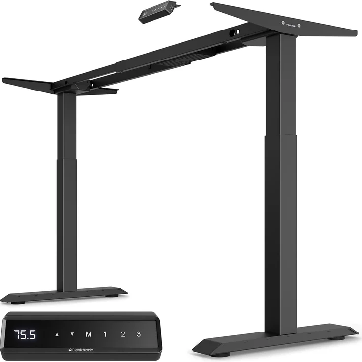 Desktronic Elektrisch Höhenverstellbarer Schreibtischgestell HomeOne, Schwarz, mit Memory-Funktion, Anti-Kollisions Technologie, USB-A und USB-C-Ladeanschlüssen – Bild 1
