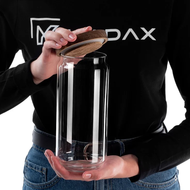 KADAX Vorratsglas 950ml mit Holzdeckel, Glasbehälter zur Aufbewahrung von Lebensmitteln, Vorratsgläser mit Deckel, Vorratsbehälter aus Glas, Vorratsdosen – Bild 8
