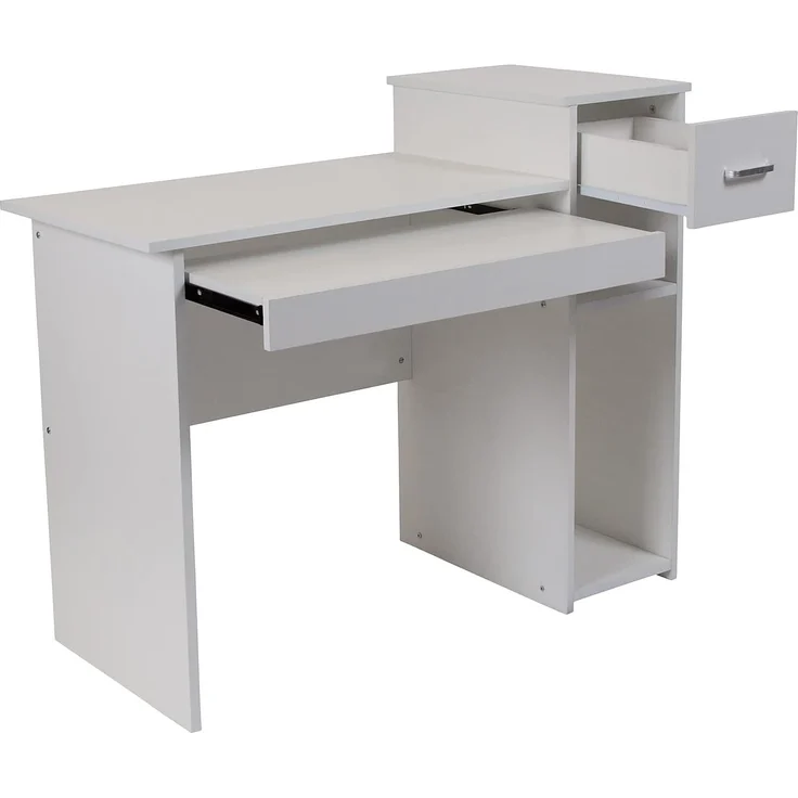 Flash Furniture Highland Park Computertisch mit Regalböden und Schubladen, Weiß – Bild 6