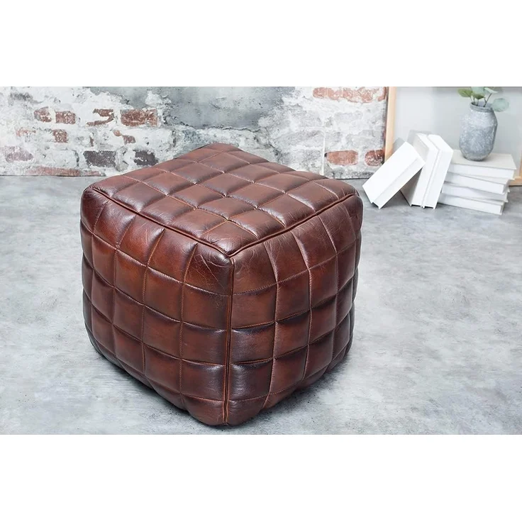 riess-ambiente Sitzwürfel RIDER 40cm braun, mit Echtleder-Bezug – Bild 4