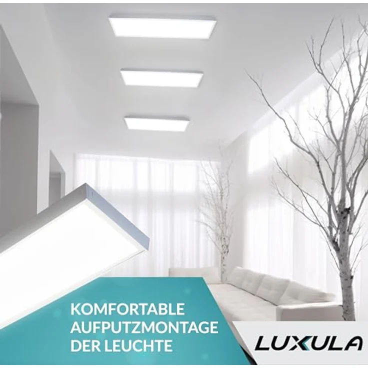 LUXULA LED Deckenleuchte lang 120cm - 36W, 4000K Neutralweiß, 3600lm – LED Panel 120x30cm inkl. 230V Netzteil – Flache LED Deckenlampe für Wohnzimmer, Schlafzimmer, Küche, Büro - 120x30x6,4cm – Bild 5