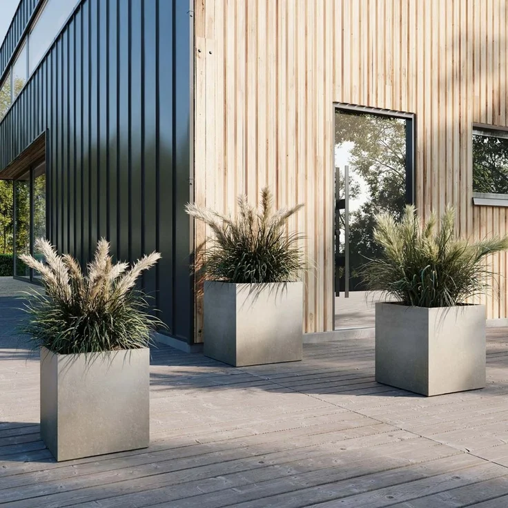 Roccastone würfelförmiger Betonpflanzkübel 100 x 60 cm anthrazit – Bild 3