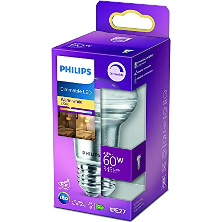 Philips LED Reflektor E27, 4,5 W dimmbar, Warmweiß 2700K, entspricht 60 W, 345 lm – Bild 3