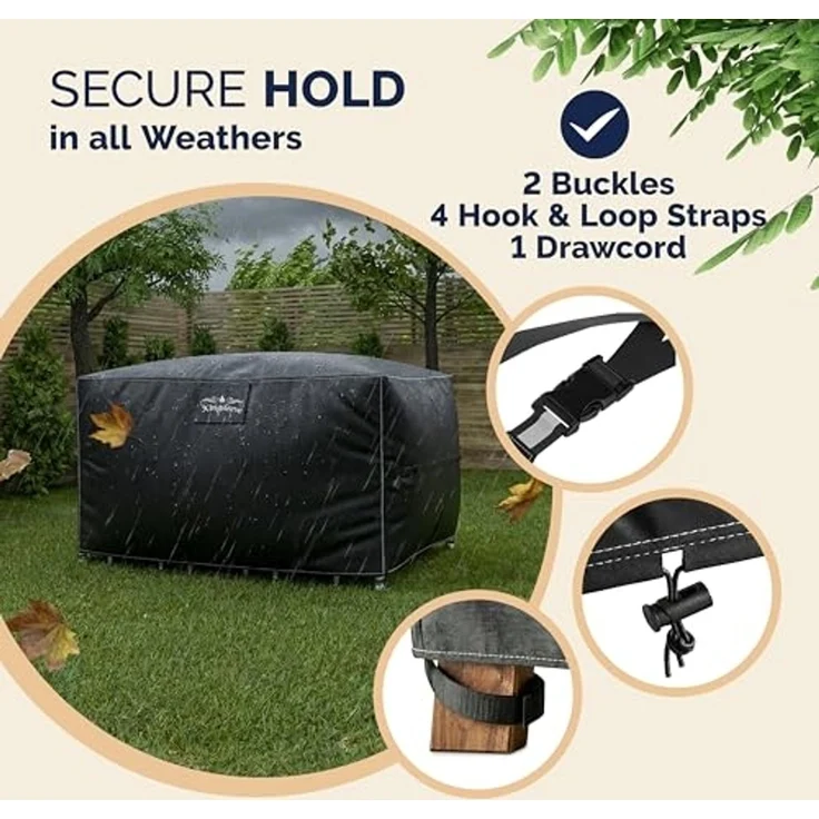 Kingsleeve Gartenmöbel-Schutzhülle, Wasserdicht Winterfest Abdeckplane Gartenmöbel Bartisch 187 x 120 x 86 cm – Bild 6
