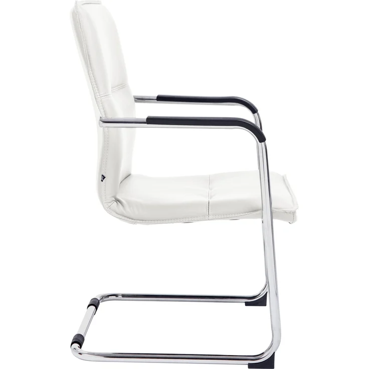 DELUKE® Besucherstuhl SEATTLE - 92x56x60cm, Weiß Kunstleder Metall Gestell Konferenzstuhl Wartezimmerstuhl – Bild 6