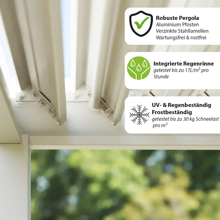 Weide 'Classic' Pergola, freistehend, Aluminium / Stahl weiß, 530 x 300 x 255 cm – Bild 4