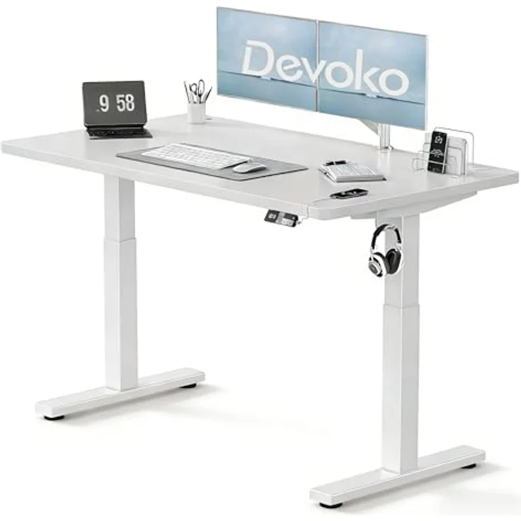 Devoko Höhenverstellbarer Schreibtisch 160x80 cm elektrisch, Höhenverstellung 71-121 cm mit Smart Control, 120 kg Tragkraft, für gesundes Arbeiten – Bild 2