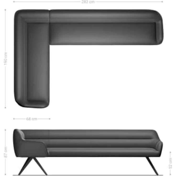 Esszimmerbank Taya-Flex 285x190 cm Bouclé Schlamm Kreuzgestell kantig Graphit Taschenfederkern Rechts – Bild 3