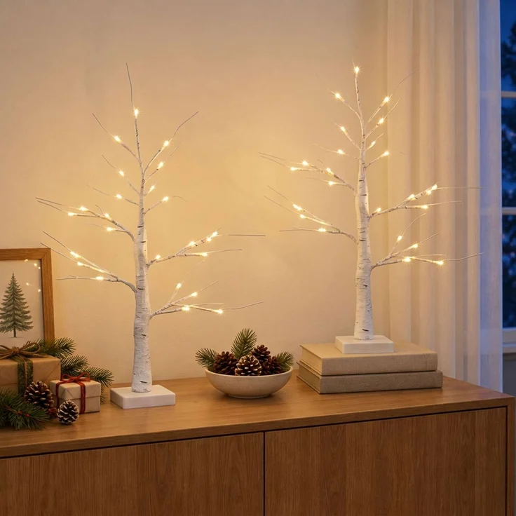 vidaXL LED-Birken-Weihnachtsbaum 2 stk. Weiß 10 x 10 x 58 cm 42055361 – Bild 3