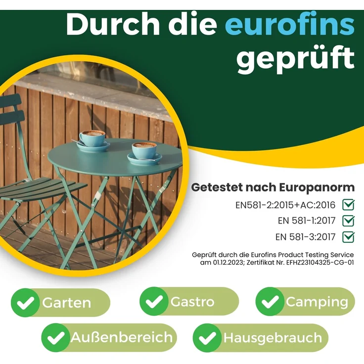Albatros Bistroset 3-teilig Weiß – Bistrotisch mit 2 Stühlen – klappbare Stühle und Tisch aus robustem Metall – optimal als Balkonmöbel Set oder Gartenmöbel in modernem Design – Bild 12