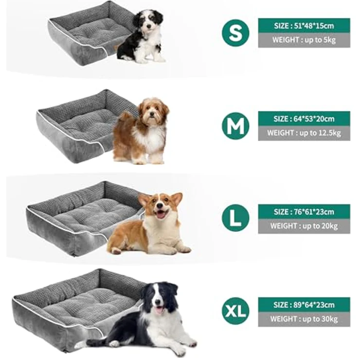 YITAHOME Hundebett für Hunde mittlerer und großer Größe, Hundekissen,Hundebetten, 89x64 cm, rutschfeste Unterseite Hundesofa,grau – Bild 6