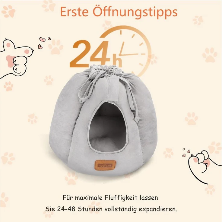 nobleza Tierbett 2-in-1 Katzenbett und Höhle, Geschlossen oder Offen Konvertierbar – Bild 4
