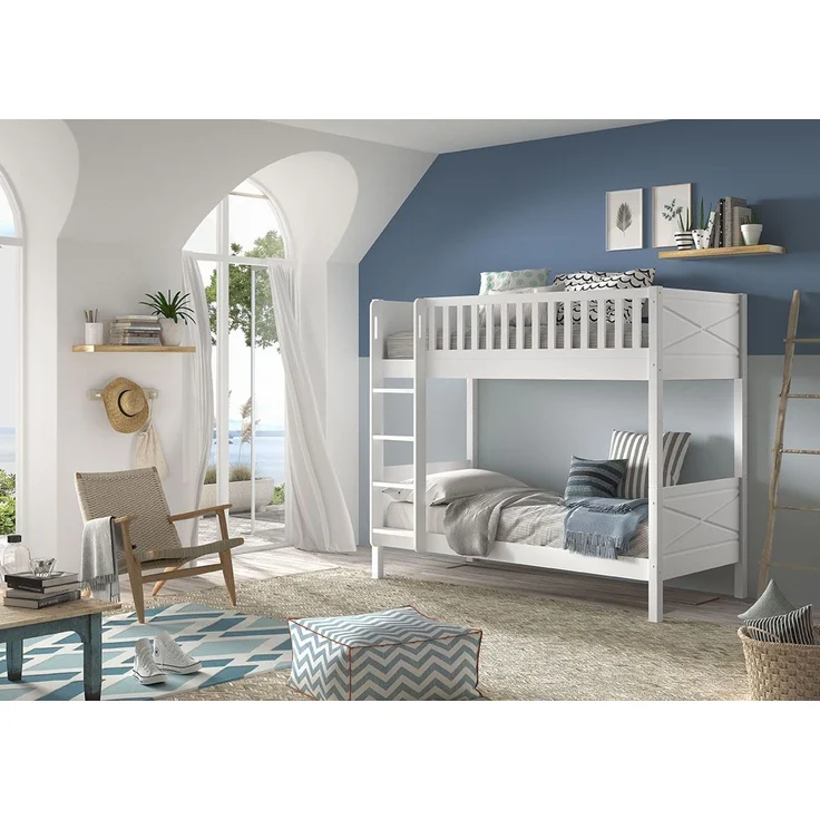 Etagenbett Karyl 208x105x175 Hochbett Massivholz Weiß – Bild 4
