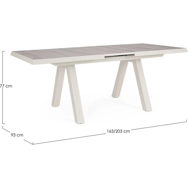 Gartenesstisch Norik aus Aluminium und Keramik, modern ausziehbar, beige Pelikan, für 6–8 Personen – Bild 2