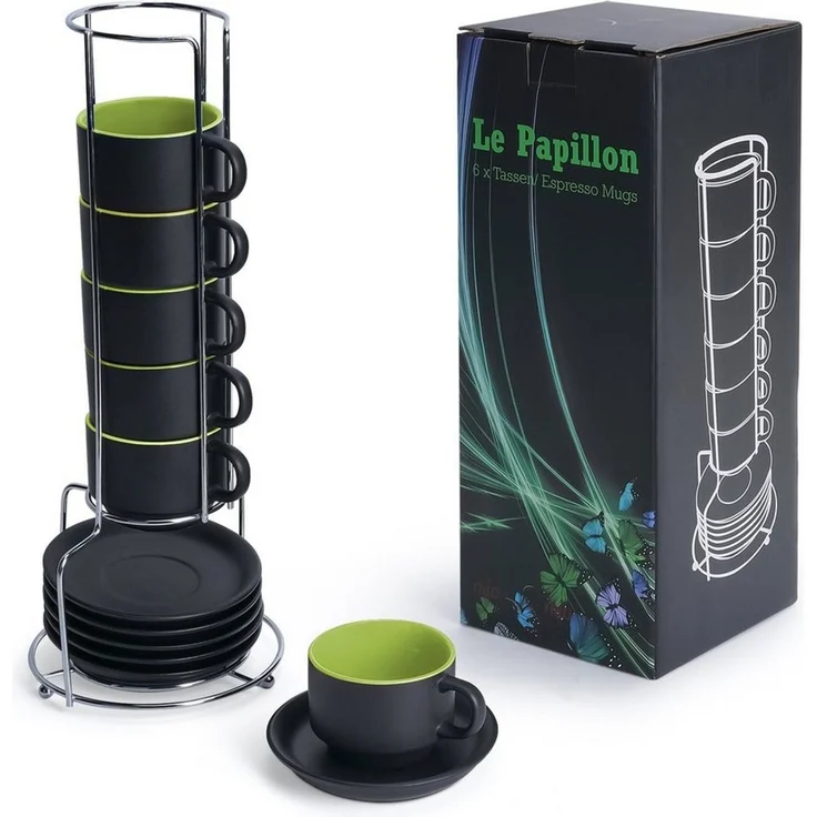 MiaMio Espressotasse Espressotassen Set Le Papillon Kollektion (6 x 75ml) – Bild 1
