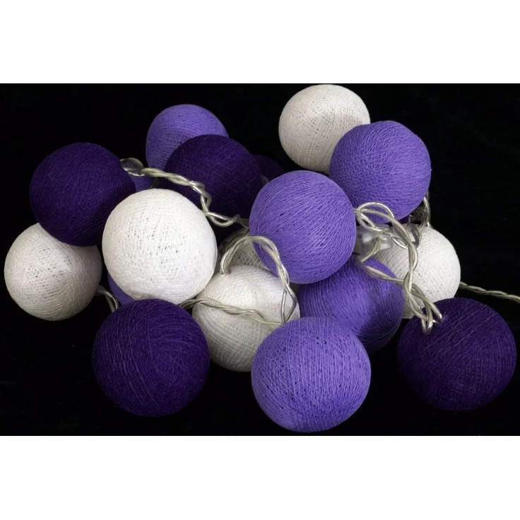 Guru-Shop LED-Lichterkette Stoff Ball Lichterkette, 20`er LED Kugel.. – Bild 2
