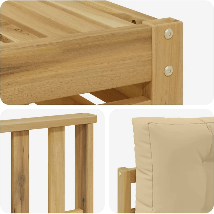 vidaXL Outdoor-Sofagarnitur 9 stk. 8-Sitzer Weiß und Beige Polyester 3390238 – Bild 5