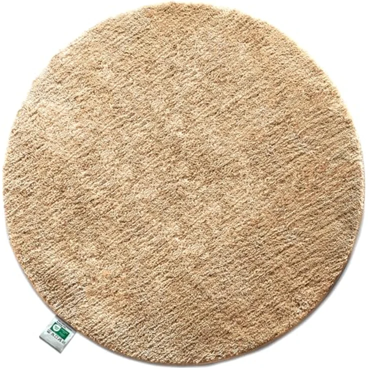 Floordirekt Badematte Sky, Rund, Flauschiger Badteppich mit hohem Flor, Rutschfest und waschbar, Beige, 120 cm – Bild 1