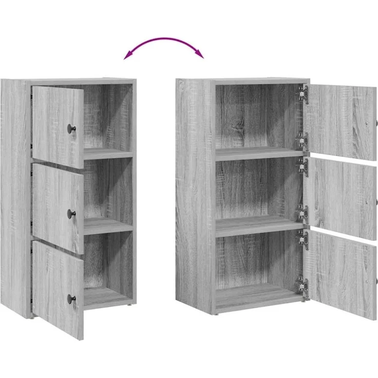vidaXL Bücherregal Grau Sonoma 40x24x77 cm Holzwerkstoff 860369 – Bild 5
