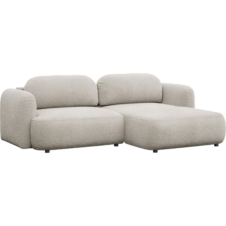Selsey Tvoya Ecksofa mit Schlaffunktion, Ottomane rechts, Bouclé Hellbeige