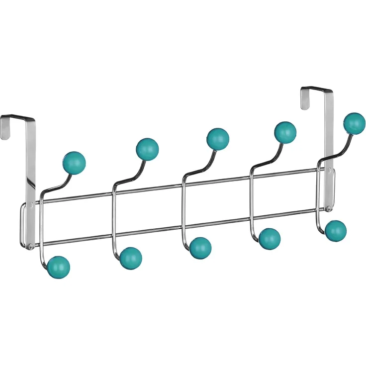 Premier Housewares Türgarderobe, 10 Haken türkis, Chrom, Kunststoff, 12 x 41 x 17