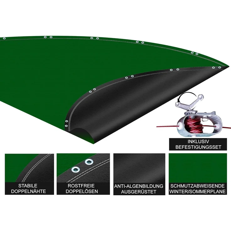 Quick Star Pool-Abdeckplane Poolabdeckung Rund Planenmaß Ø 260cm für Pool 160-200cm Grün – Bild 3