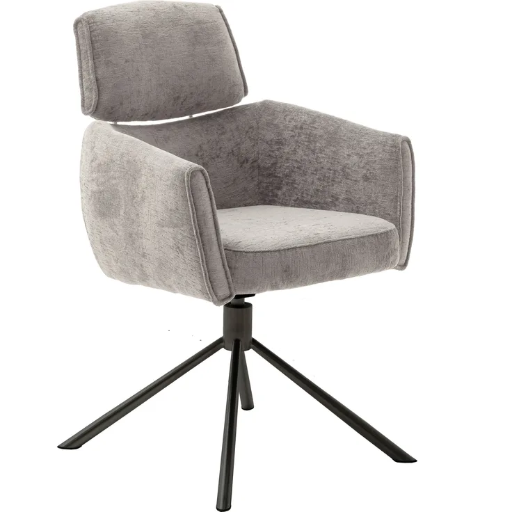 2er Set Sesselstuhl Quebec, 360° drehbar - Taupe / Schwarz