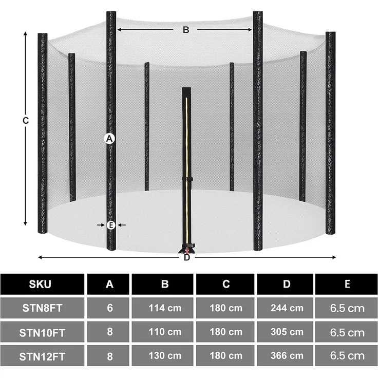 Songmics Sicherheitsnetz für Trampolin, für 8 Stangen, Ø366cm – Bild 3